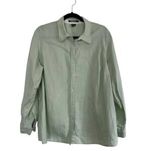 Lauren Ralph Lauren 100% Linen Blouse Women Mint Green Size 1X Tab Sleeve Top
